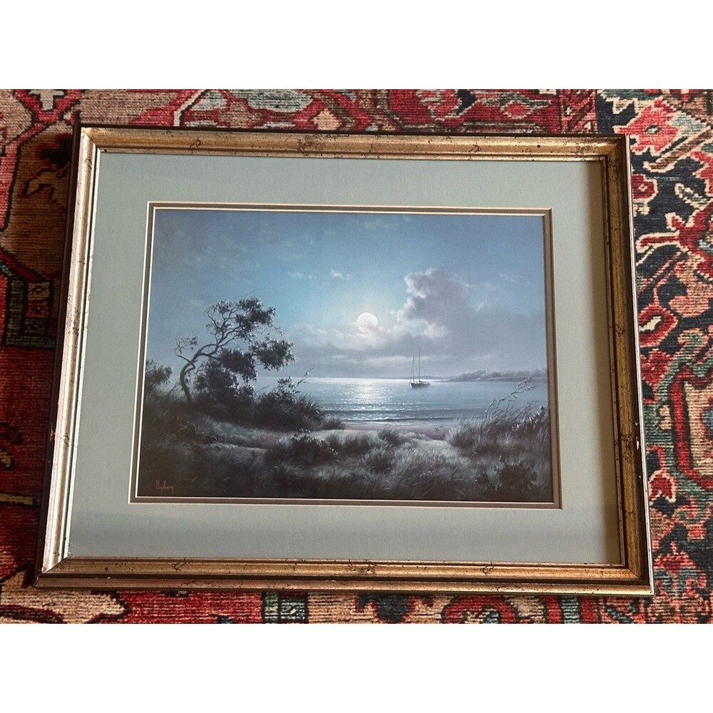 Dalhart Windberg Vintage Framed Print “Moonlit Cove” 19 in X 23 In